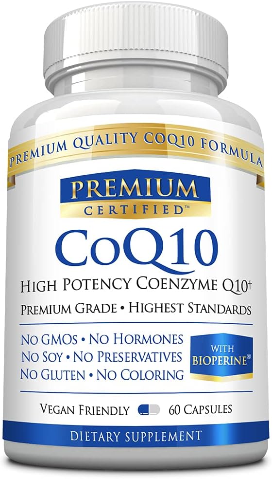 CoQ10 - Coenzym Q10 300mg med MCT olje og Piperine - Rask absorpsjon - Økt antioksidant nivå, forbedre energi, støtte Cardio og fruktbarhet - 60 kapsler - Vegansk Vennlig