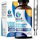 Væske kollagen og biotin, 2 Fl. Oz, ultra-sterkt kollagen kosttilskudd for kvinner, tredjeparts testet biotin for hårvekst kvinner, negler og hudvitaminer B7 collageno peptider - Vanilla Flavor