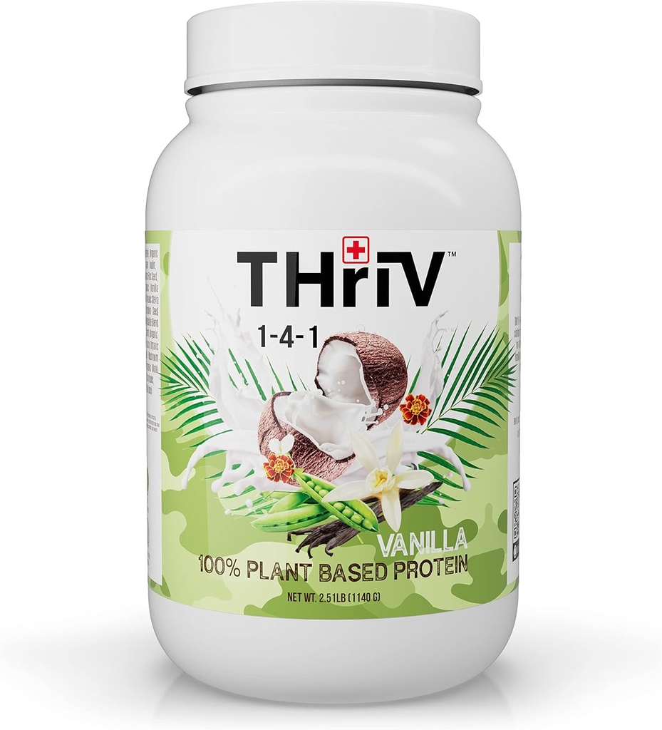 Triv THriV ernæring - organisk plantebasert proteinpulver, sjokolade eller vanilla, vegansk, glutenfri, ikke-GMO, malerifri, (2.5lb/1.140g) pulver (vanilla)