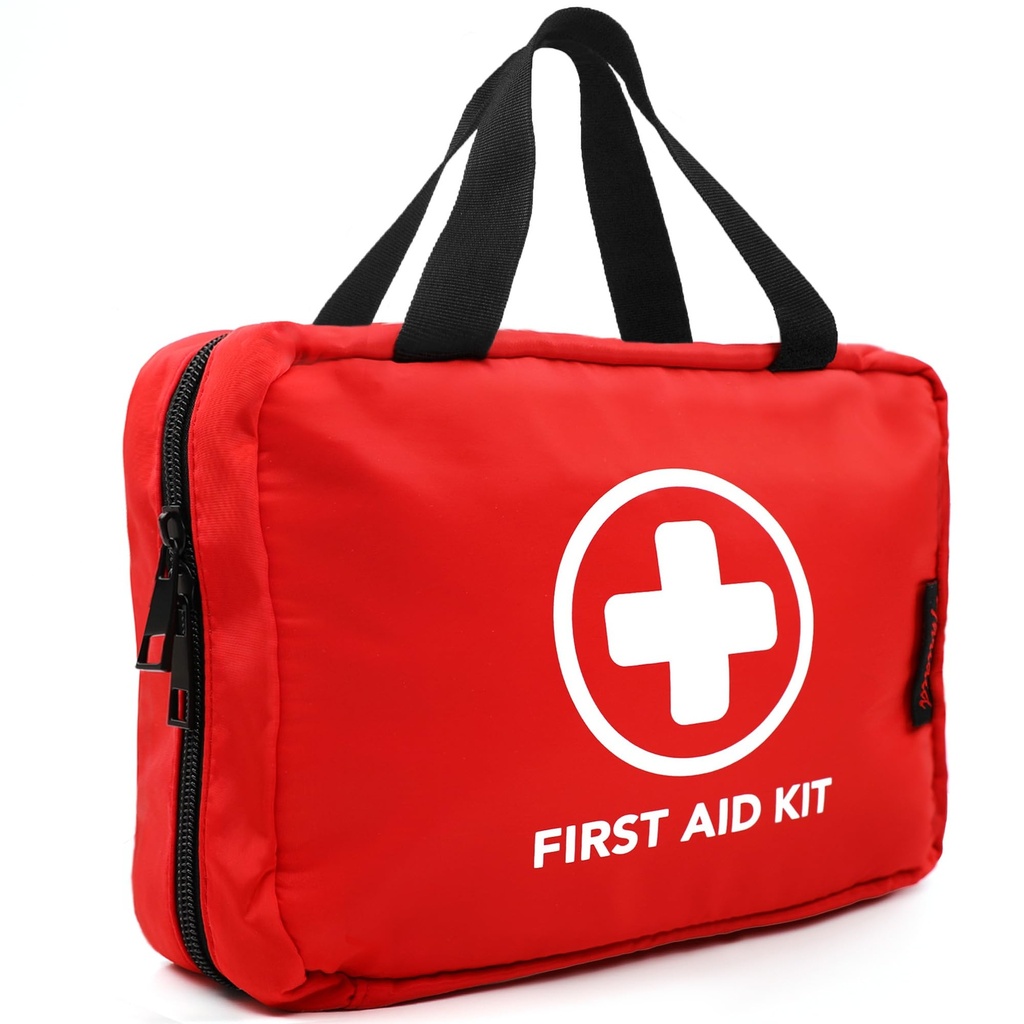 330 stykker førstehjelpssett, Premium vanntett kompakte trauma medisinske sett for alle katastrofer, ideell for hjem, kontor, bil, reise, utendørs, camping, spaserturer, båting (rød)