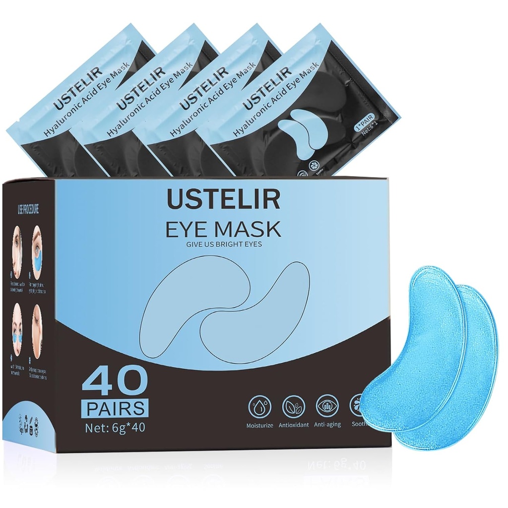 Under Øyelapper, 40 par Øyemaske for mørke sirkler, Puffy øyne, Underøynevesker, Brystvorter,Eye Maskelapper med hyaluronsyre, Øyebehandling Hudpleje for menn og kvinner Gave