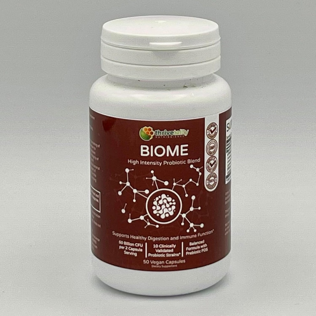 Biome høy intensitet Probiotiske blanding ved tregalitet | #1 lege formet | klinisk bevist | 10 Validerte strimler + prebiotiske | 50 milliarder CFU | Digestiv og immun støtte