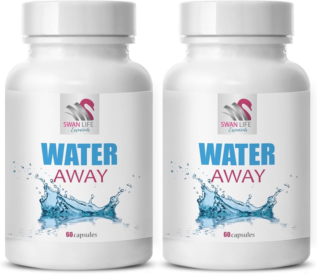Diuretisk vannstøtte - WATER AWAY - Fluidtilskudd, wellness diuretikum, Naturlig fluid støtte, balanse støtte, Vannhåndtering supplement, Naturlig diuretikum, Vannløsning 2Bottle 120Caps