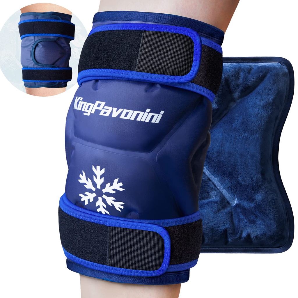 KingPavonini XXL Knee Ice Pack Wrap rundt hele kneet etter kirurgi, store reusable Gel Ice Pack for skader, smertelindring, svette, sportsskader, 1 pakke (blå)