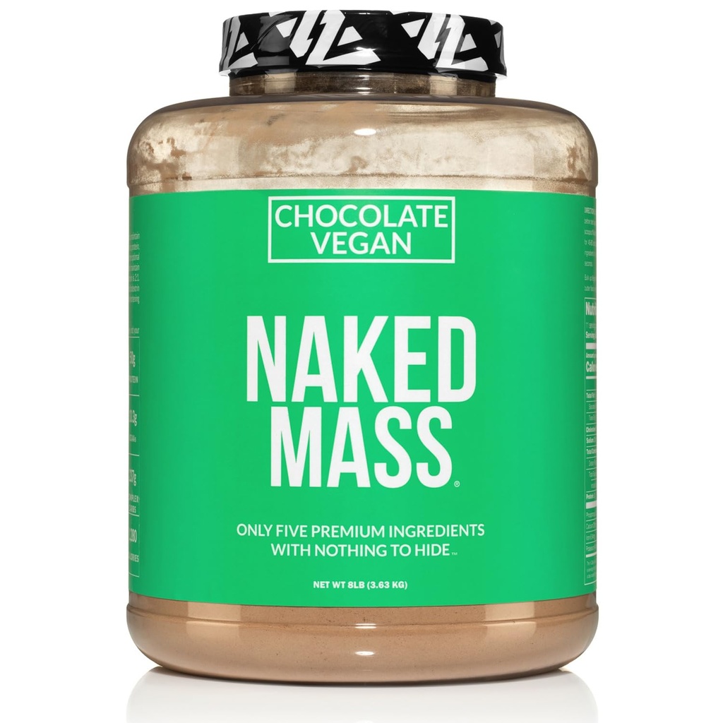 NAKED Vegansk Mass - Sjokolade Vegansk Vektvinner - 1,280 Kalorier, ikke-GMO, Soja & Glutenfri, Ingen kunstige ingredienser - 8LB Bulk - 11 Serveringer