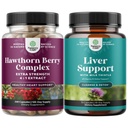Bundle av ekstra styrke Hawthorn Berry Capsules - Extract Digestion and Heart Health Supplement og Liver Cleanse og Detox & Repair Formula - Herbal Liver Support Supplement