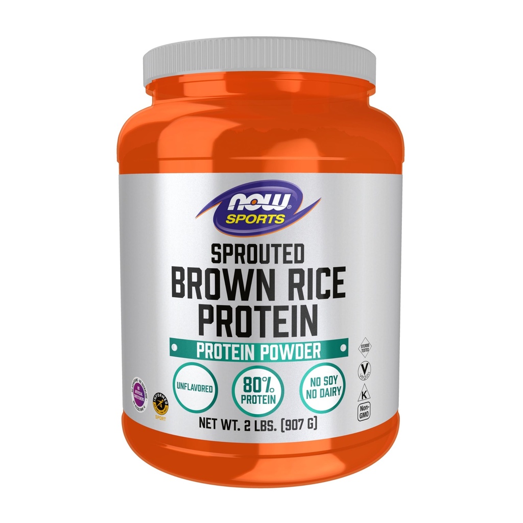 NU Mat Idrett Ernæring, Sprouted Brown Rice Protein, 80% Protein, Unflavored Powder, 2-pound