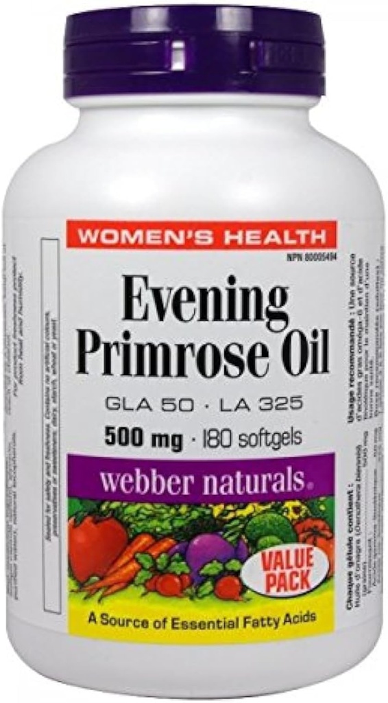 Webber Naturalsᆴ Aften Primrose Oil 500mg 180 mykgels