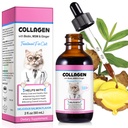 Sammenlegg for katter, Cat collagen flytende dråper for katter med biotin, MSM & Ginger Digestive & Immunity Support, Itch Relief, Hud & Coat og Joint Health, Cat Supplement 60ml