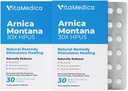 VitaMedica Arnica Montana Blemster pakke 30X tabletter for bruk av smerte og sviming | Plantebasert formel | Anbefalt av plastikkkirurgi | Naturlig gjenoppretting kirurgi eller skade | 2 Pack | 30 Services