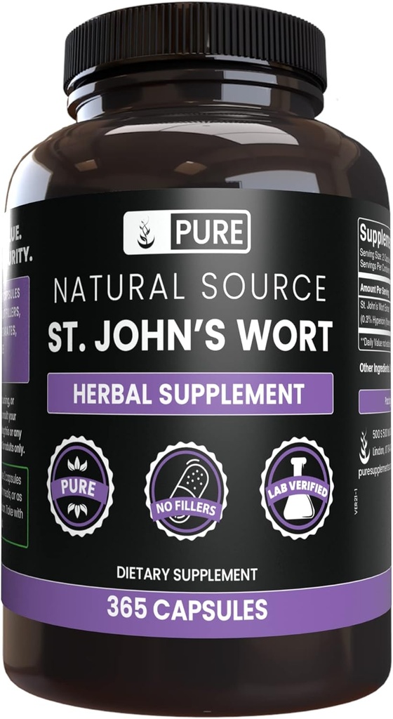 PURE ORIGINAL INGREDIENTS St. John's Wort (365 kapsler) Ingen magnesium eller ris fyllstoffer, alltid ren, Lab verifisert