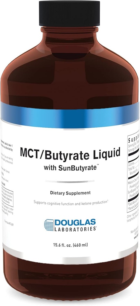 Douglas Laboratories MCT/Butyrat flytende med solbutyrat | gir høyt konsentrert Caprylsyre og butyric syre i en Pleasant flytende | 15,6 fl. oz.