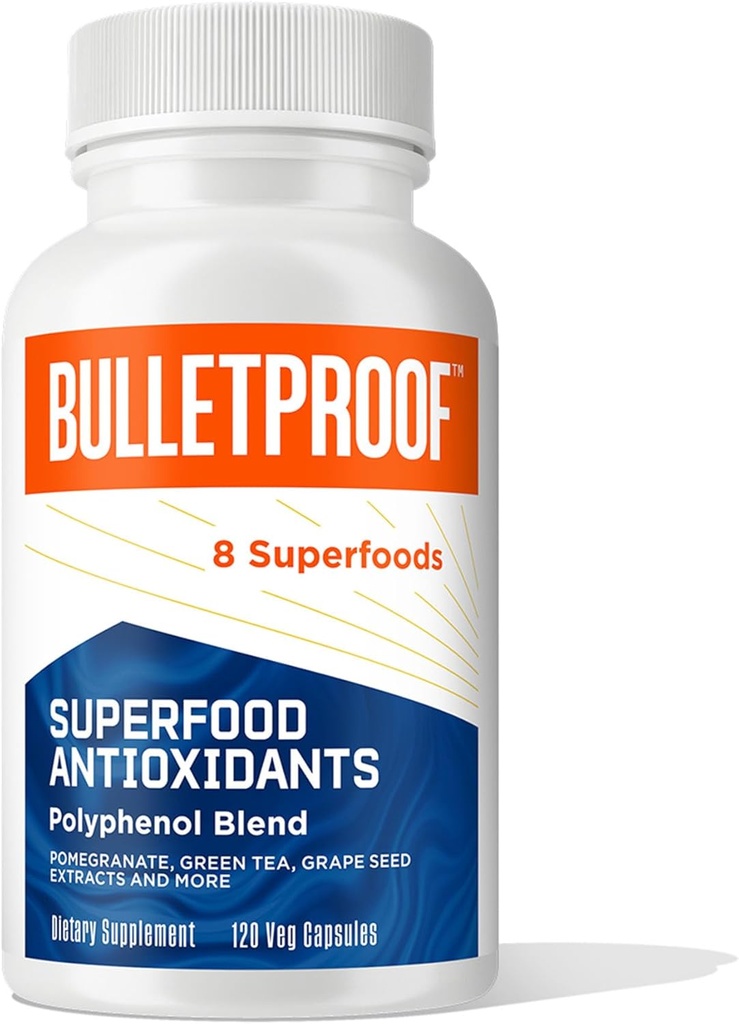 Kulesikker Superfood Antioksidanter Kapsler, 120 kapsler, Supplement for å bekjempe gratis-radikaler og støtte sunn aldring, polyfenol blanding, emballasje May Vary