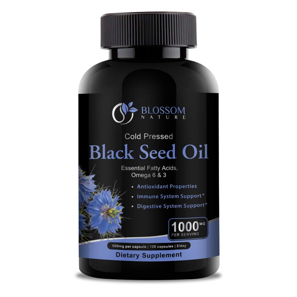 Svart Seed Oil Capsules 1000mg - Premium Svart Cumin Seed Oil Capsules - Svart Seed Oil flytende piller - Jomfru kald presset Nigella Sativa olje piller - Black Seed Oil - 120 Cap (2 måneders forsyning)