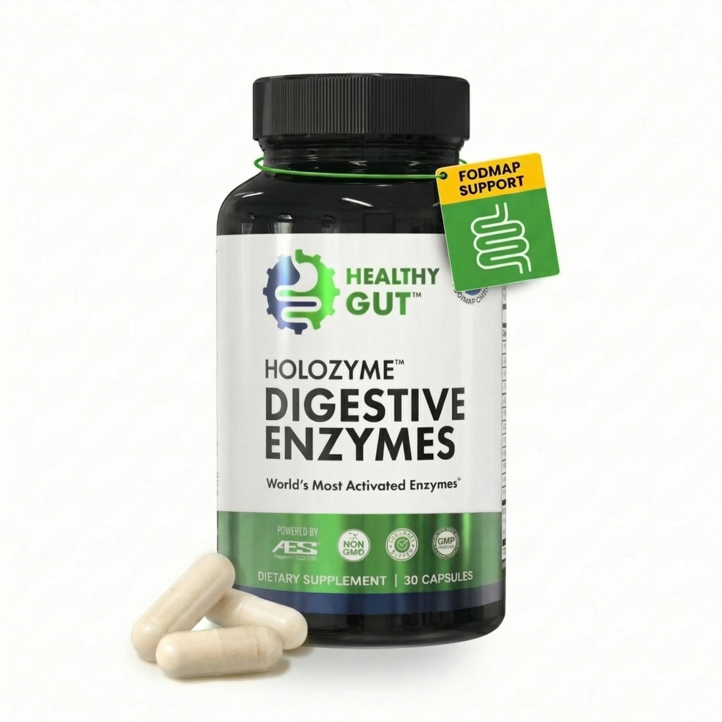 Sunn Gut HoloZyme Max Styrke Digestive Enzymer | forhindrer blooting, gass, & indiestion w/Protease, Amylase, Lipase, Lactase, og mer | 15 Services (Sampleflaske)