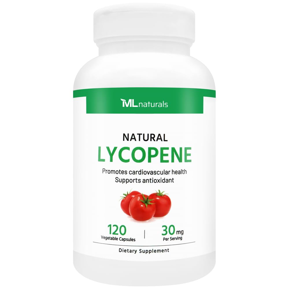 ML Naturals Natural Lycopen 30 mg 120 Grønnsaker kapsler. Antioksidant og immunstøtte, kardiovaskulær helse og prostata helse, NSF-sertifisert og cGMP-kompliant, tredjeparts Lab testet