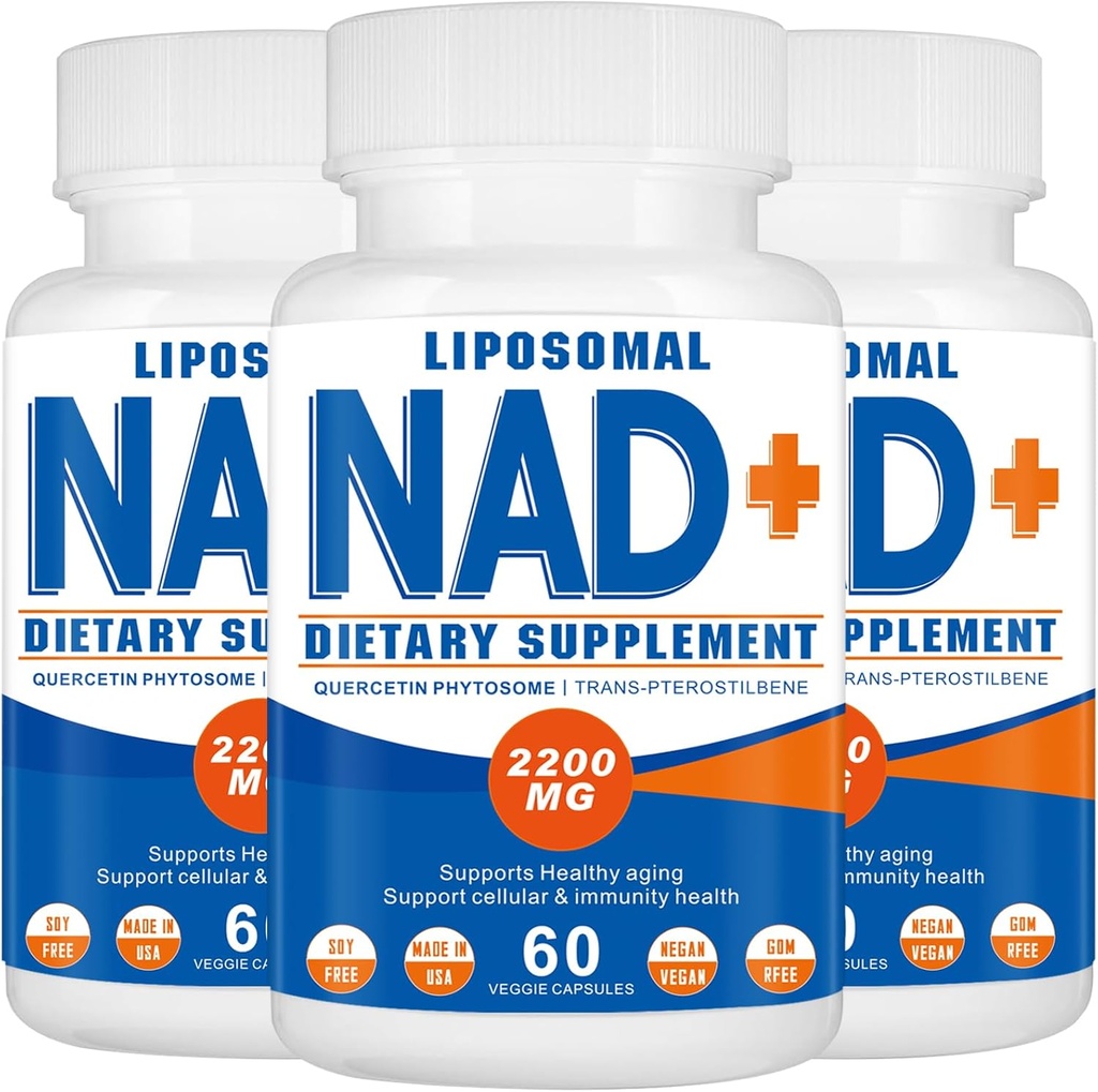 2200 mg Liposomal NAD+ Supplement, NAD Supplement for Cellular Energy, Aging Defese, 180 Kapsler