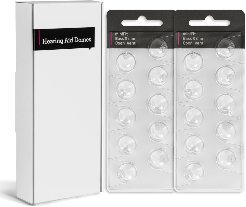 Høreapparat Domes for othon minifit bass 8mm åpen ventil– erstatning ørelokk, silikon ørespisser og othon tilbehør | Premium Oticon høreapparat utstyr for komfort og klarhet (2PACK)