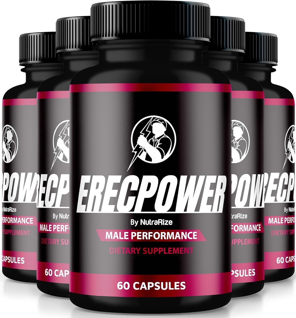 (5 Pack) ErecPower for menn, offisielle ErecPower piller, naturlig mannlige supplement til brenselenergi og støtte generell helse, Erec Power for ytelse, gjennomgang (300 kapsler)