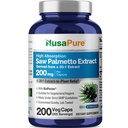 NusaPure Saw Palmetto 20:1 Ekstrakt, 200 mg tilsvarende 4000 mg per Veggie Caps 200 Count Non-GMO, Vegan, Vegetarian, Bioperin