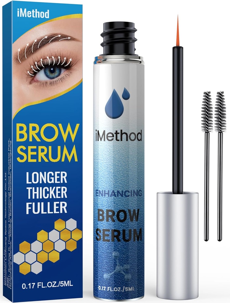iMetode Eyebrow Vekst Serum - Eyebrow Serum til å vokse Brows, tykkere Brows i 4 uker, Brow Boost, Naturlig Eye Brow Enhancer 5ML, Clear