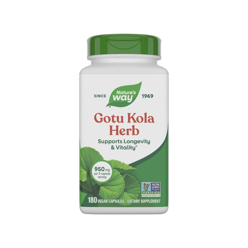 Naturens vei Gotu Kola Urt, støtter langsomhet og vitalitet*, 950 mg per 2-kapsule servering, ikke-GMO-prosjekt verifisert, 180 kapsler (pakke mai Vary)