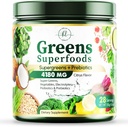 Greens Powder Superfood - Premium Organic Super Greens Juice Powder - pakket med probiotika, hvetegras, Enzymes, Spirulina, Klorella for Digestive & Gut Helse, Smoothie Drink Mix - 28 Serveringer