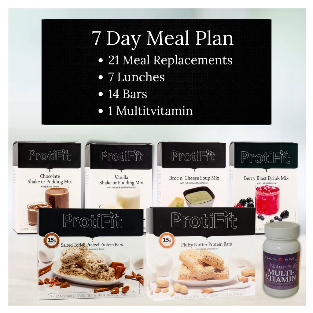PROTIFIT - høyproteinmåltid starter sett, 15g proteintilskudd og snacks, 30 dagers multivitamin, ideell protein kompatibel (7 dagers kit)