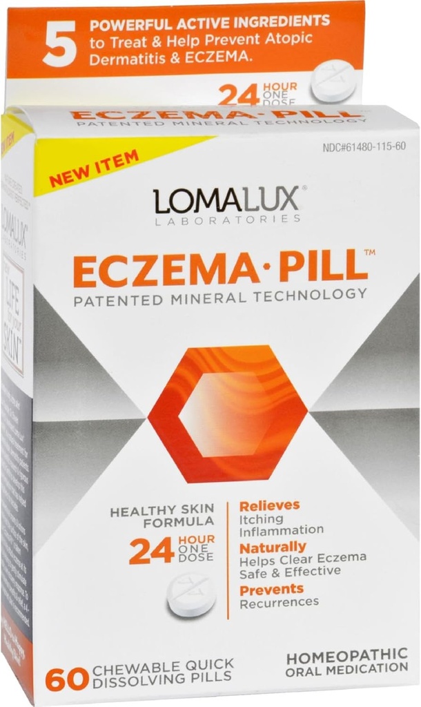 Loma Lux Laboratories Acne Eczema - Chewable - Rask oppløsning - 60 greve