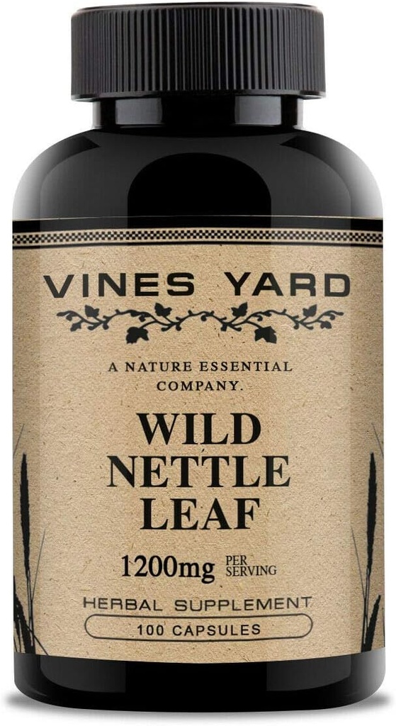 Wild Nettle Leaf Capsules | Støtter sunn flytende balanse og urinveier Tract problemer | 100% naturlig organisk urte Supplement 1200 mg | 100 Pack
