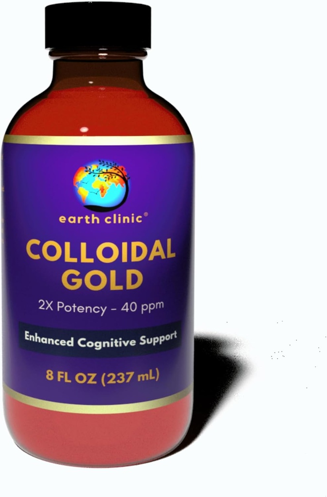 Jordklinikken ® kolloidalt gull - 2X konsentrert 40 ppm, 8 fl oz Amber Flaske for forbedret hjerne helse og kognitiv støtte