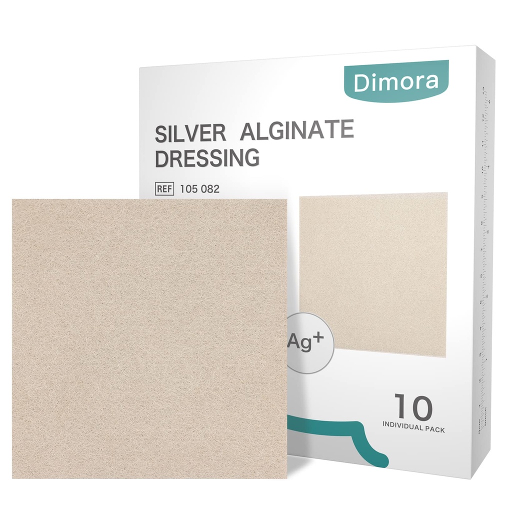 Dimora oppgradering 10 pakker sølv antibakterielt alginat sår dressing pads,Non-Stick Sterile Gauze, høy absorbent & behagelig,4 '' x 4' 'Patches