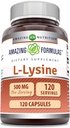 Amazing Formula L-Lysine 500 mg Kapsler Aminosyre Supplement | Ikke-GMO | Glutenfri | laget i USA (120 greve)