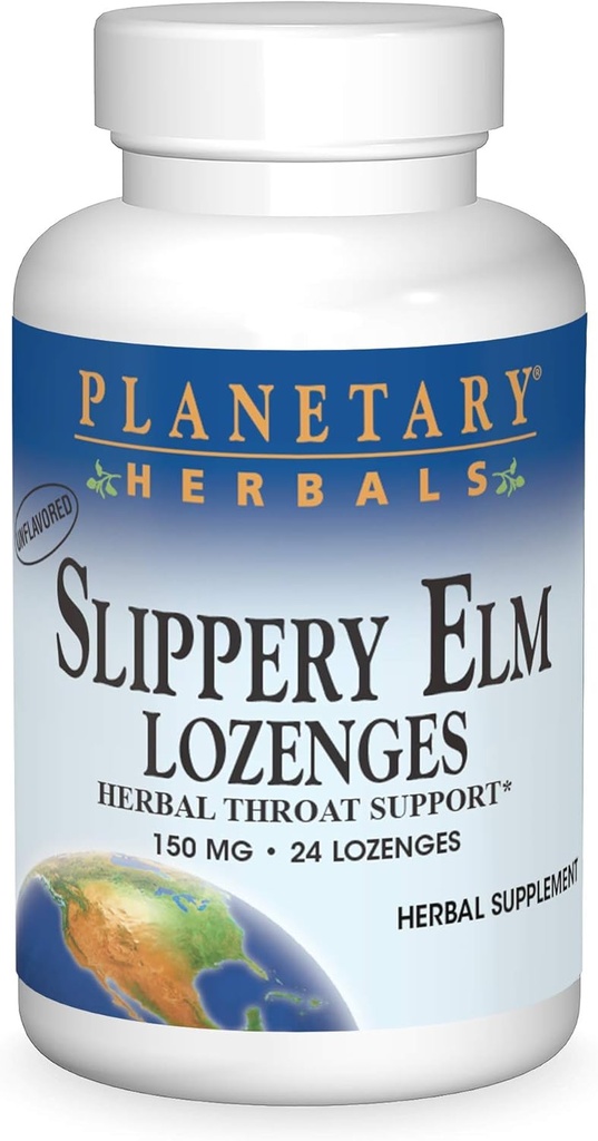 Planetary Herbals Slippery Elm Lozenges, Herbal Throat støtte, 24 Lozenge