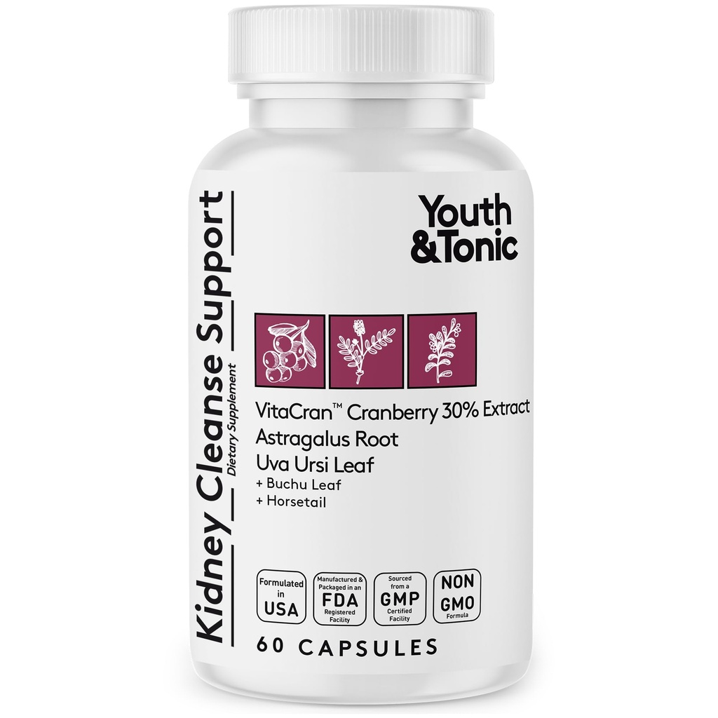 Ungdom & Tonic Nyre Cleanse Detox for Residual Metabolic Avfall & Overflødig Kroppsvann for Urin Tract & Bladder Helse 60 Kapsler