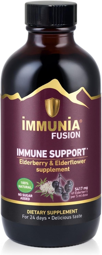 Immunia Fusion - Forbedre immunstøtten din. En kraftig formel laget med eldbær, eldre blomster, og blå frukter rik på polyfenoler. En konsentrert antioksidantformula. (1-pakke)