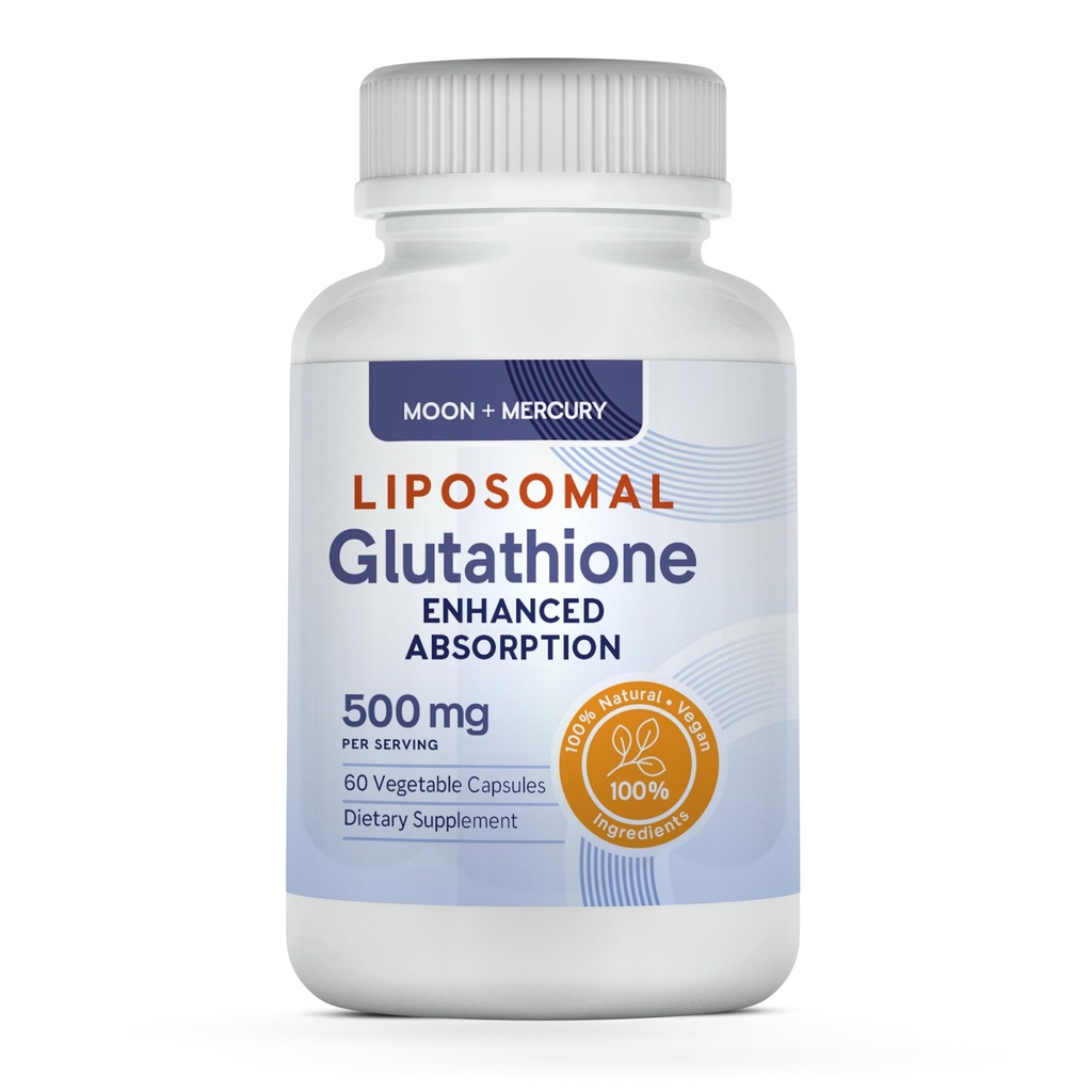 Liposomal Glutathione Non-GMO, Glutenfri 500mg Supplement - kan gi immunstøtte, Liver Detox, Hjernehelse og hjertehelse - 60 Glutation Kapsler