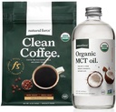 Natural Force Organic Dark Roast Clean Coffee + Organic MCT Oil Bundle - 100% ren kokosnøtt MCTs & Mold & Mycotoxin Gratis kaffe - Ikke-GMO, Keto, Paleo og Vegan - 12 Oz og 16 Oz
