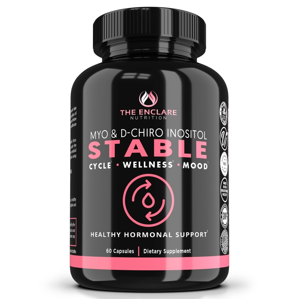 ENCLARE NUTRITION Myo-inositol, D-Chiro Inositol kapsler (Optimalt 40:1-forhold) | Fertilitet, naturlige PCOS kosttilskudd for kvinner, hormonbalanse, sunn ovarian støtte