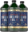 Carlyle Norsk Cod Liver Oil | 16oz | Pakke med 3 flasker | Væske Unflavored Fish Oil Supplement | Ikke-GMO, Glutenfri