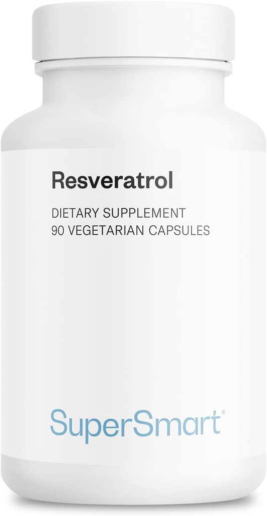 Supersmart - Resveratrol 40mg per dag (veltolerert) - Økologisk rød drueekstrakt - høy potens Resveratrol Supplement | Ikke-GMO & Glutenfri - 90 vegetariske kapsler