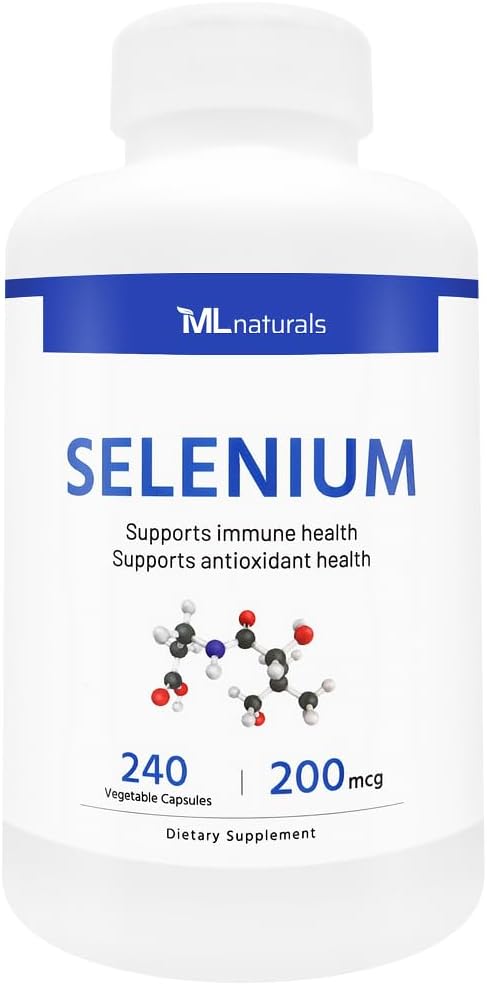 ML Naturals Selenium 200mcg 240 Grønnsaker kapsler. Støtter immunhelse, NSF-sertifisert og cGMP-kompliant