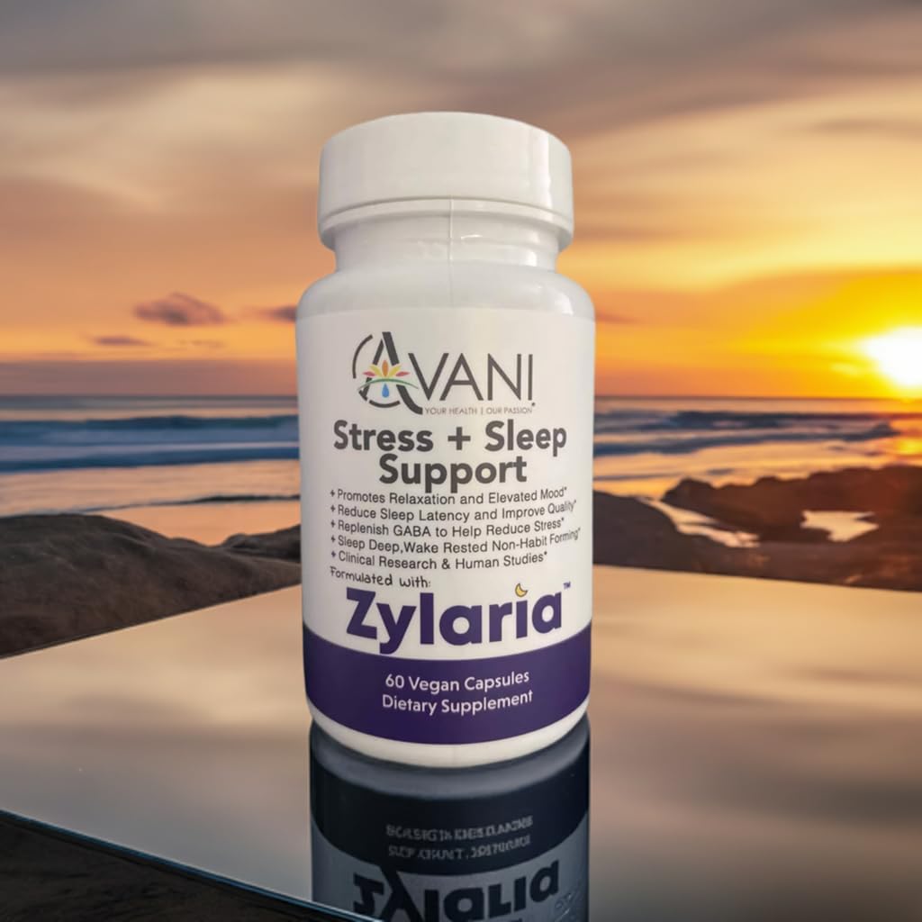 Avani helse - Zylaria Plus søvnstøtte - zZz søvnhjelp og adrenal tretthet Supplement - falle sove raskere og våkne opp færre i løpet av natten + 20:1 Valerian Root Extract - 60 Vegan Kapsler