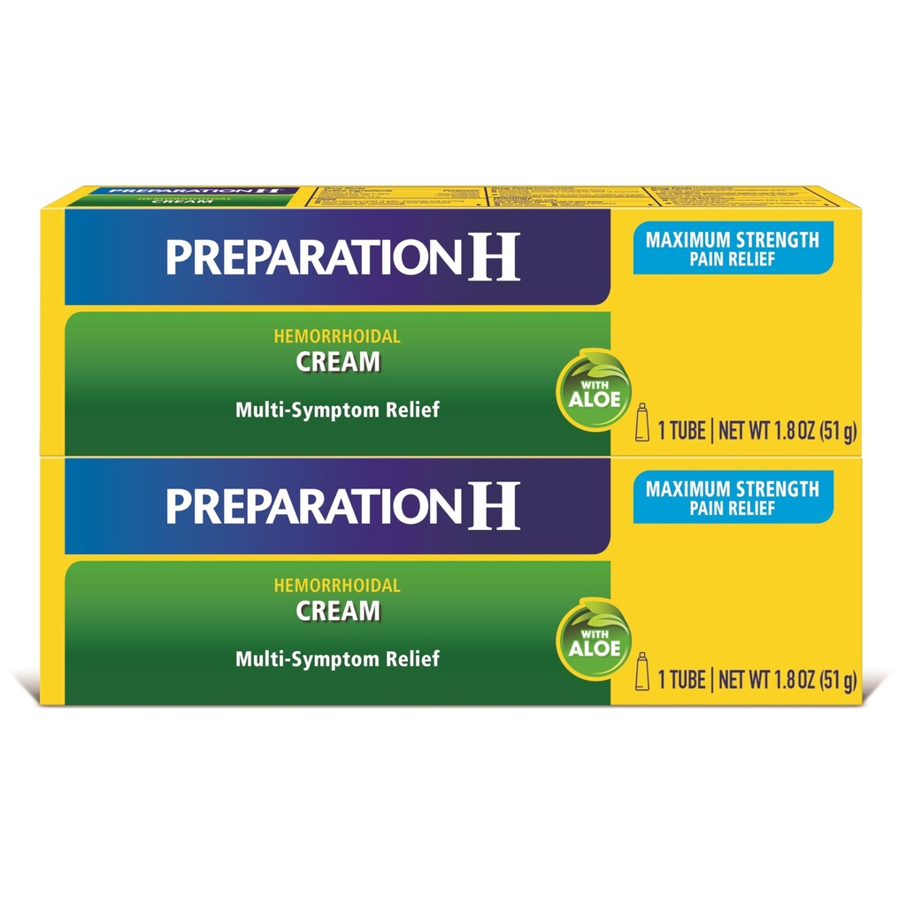 Forberedelse H hemorroid Symptom behandling krem (2 x 1,8 Ounce Tube), maksimal styrke multi-symptom smerte lindring med Aloe