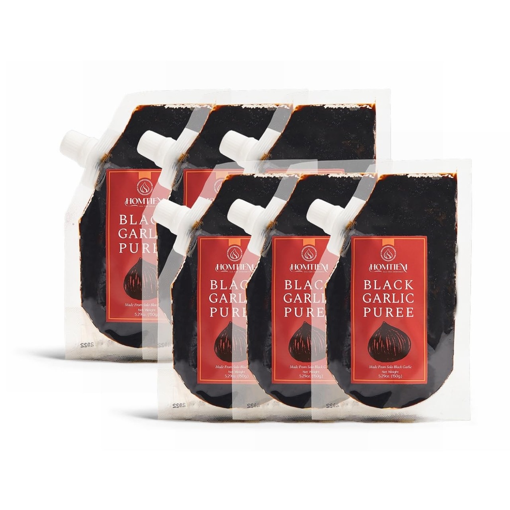 Homtiem svart hvitløk puree 150g. (Made fra 100% solo svart hvitløk), fermentert i 90 dager, ikke-GMO, klar til å spise for snacking og matlaging (6)