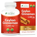 Rent Holistisk Ceylon Cinnamon Capsules 1500mg, 225 Vegan kanel kapsler, 75 dagers forsyning (25% flere serveringer), True Sri Lankan Ceylon Cinnamon Supplement
