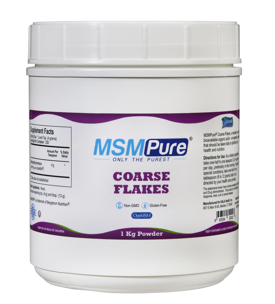 KALA Helse MSMPure Coarse MSM Powder Flakes – US-Made MSM for felles helse, hudutseende, og hår og negle støtte – 2,2 lb, organisk svovel