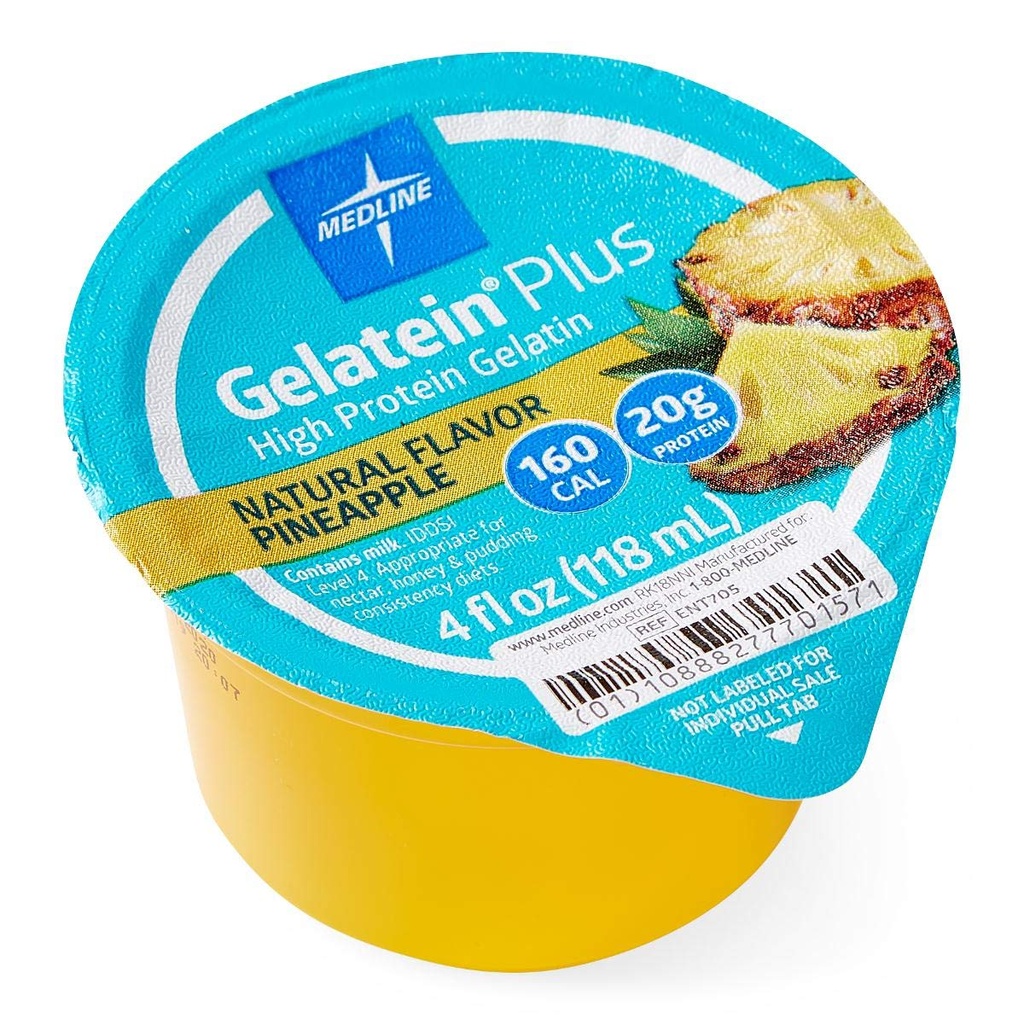 Medline Active Gelatein Plus Supplement, lett å servere, Protein og calorie Forbedret, Pineapple Flavor, 4oz.