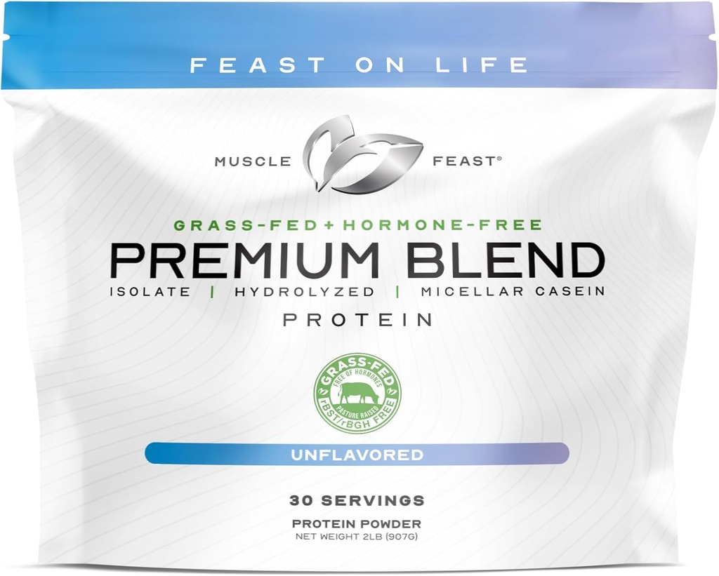 Muskelfeiring Premium blanding alle naturlige hormon gratis grass-Fed Whey Protein pulver, uflavorert, 2lb