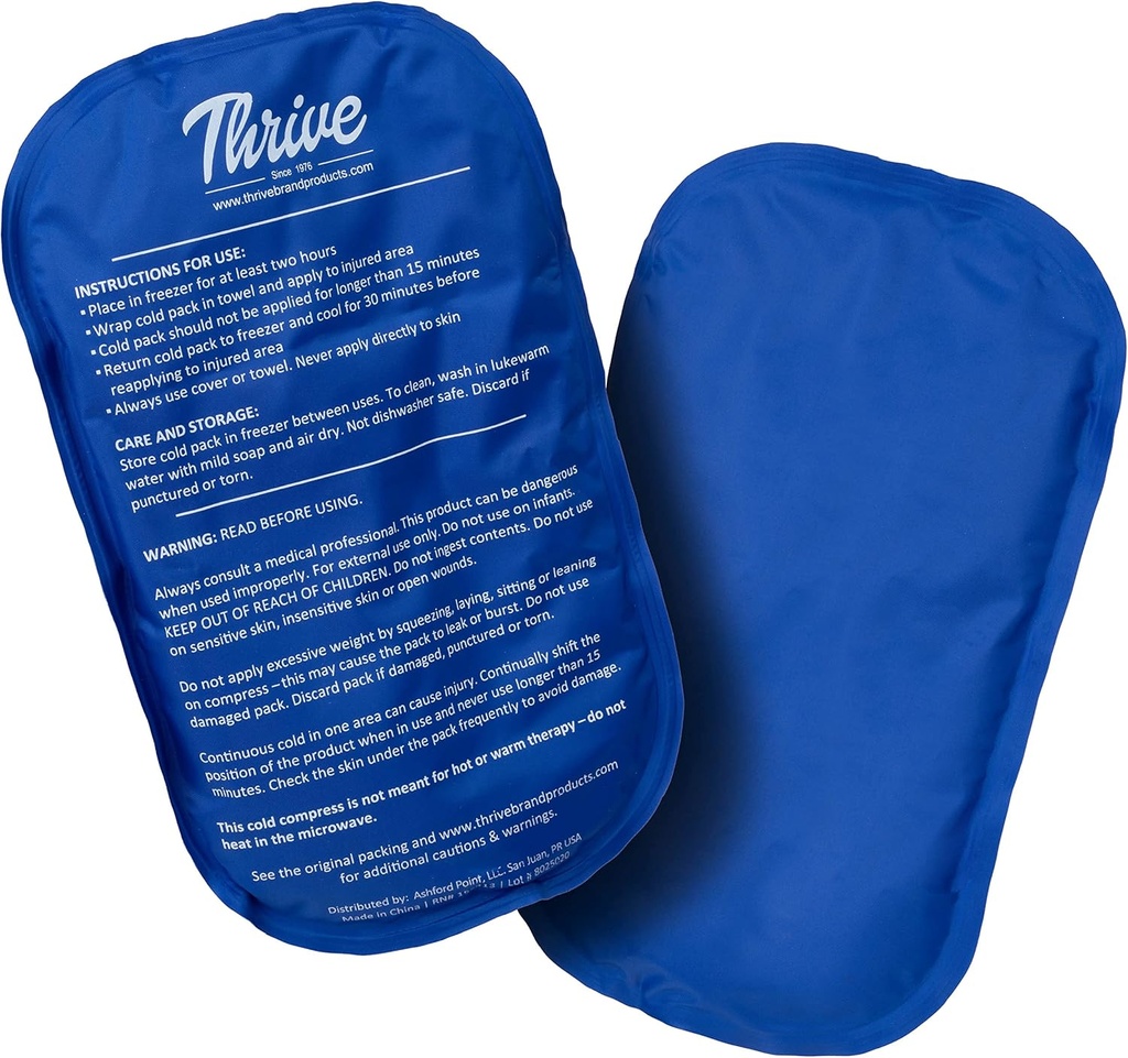 Thrive ispakker for skadeskader Reusable - Stor, mørk blå, 2 greve - Gel ispakker & kald kompresseplater for hals, skulder, kne og rygg smertelindring - fleksibel, lang-lastende terapi
